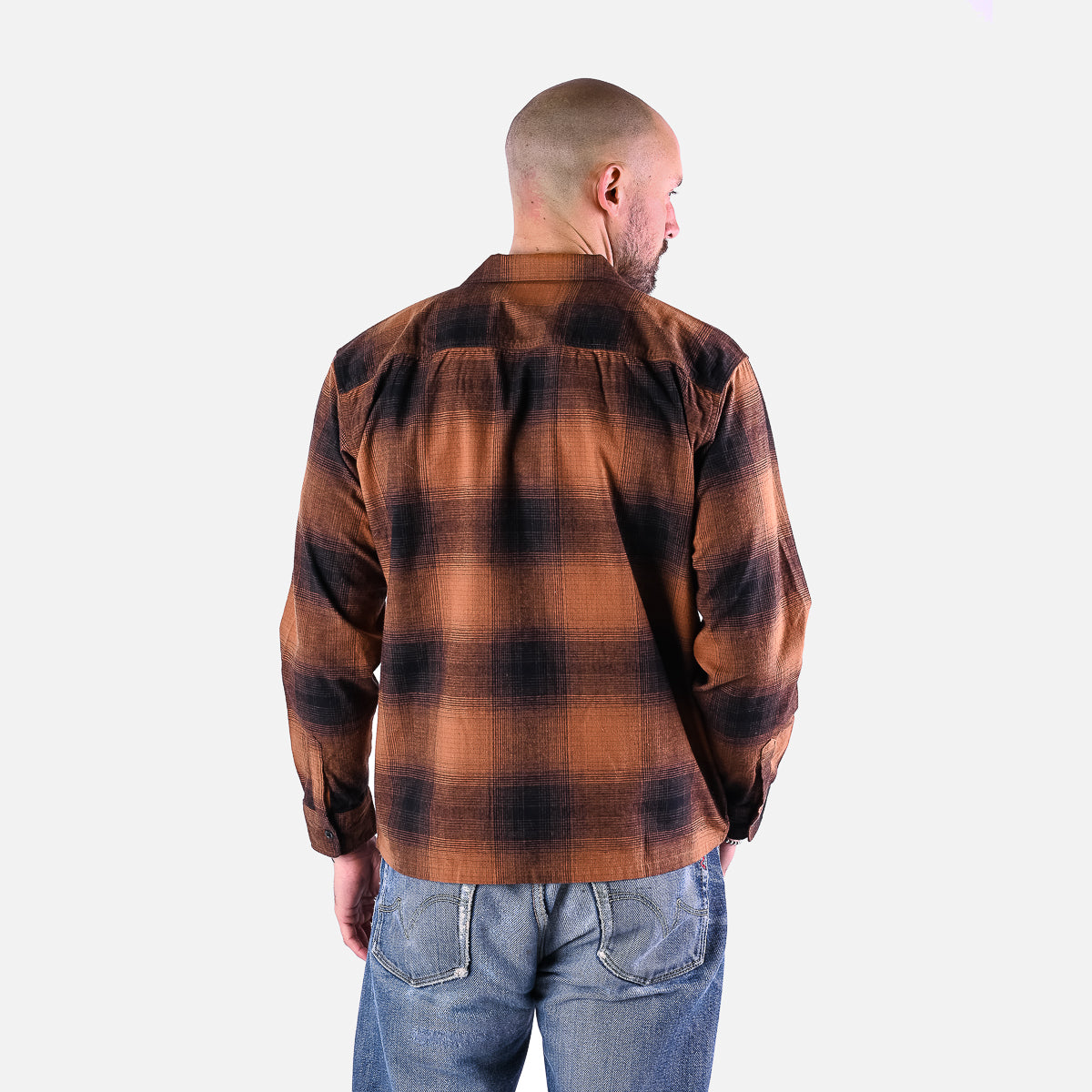 Cotton Ombré Check Shirt - Brown