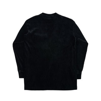 Cotton Pile Jersey Drop Shoulder Sweatshirt - Black