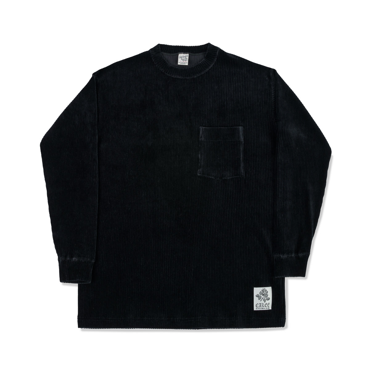 Cotton Pile Jersey Drop Shoulder Sweatshirt - Black