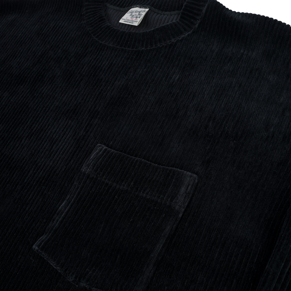 Cotton Pile Jersey Drop Shoulder Sweatshirt - Black