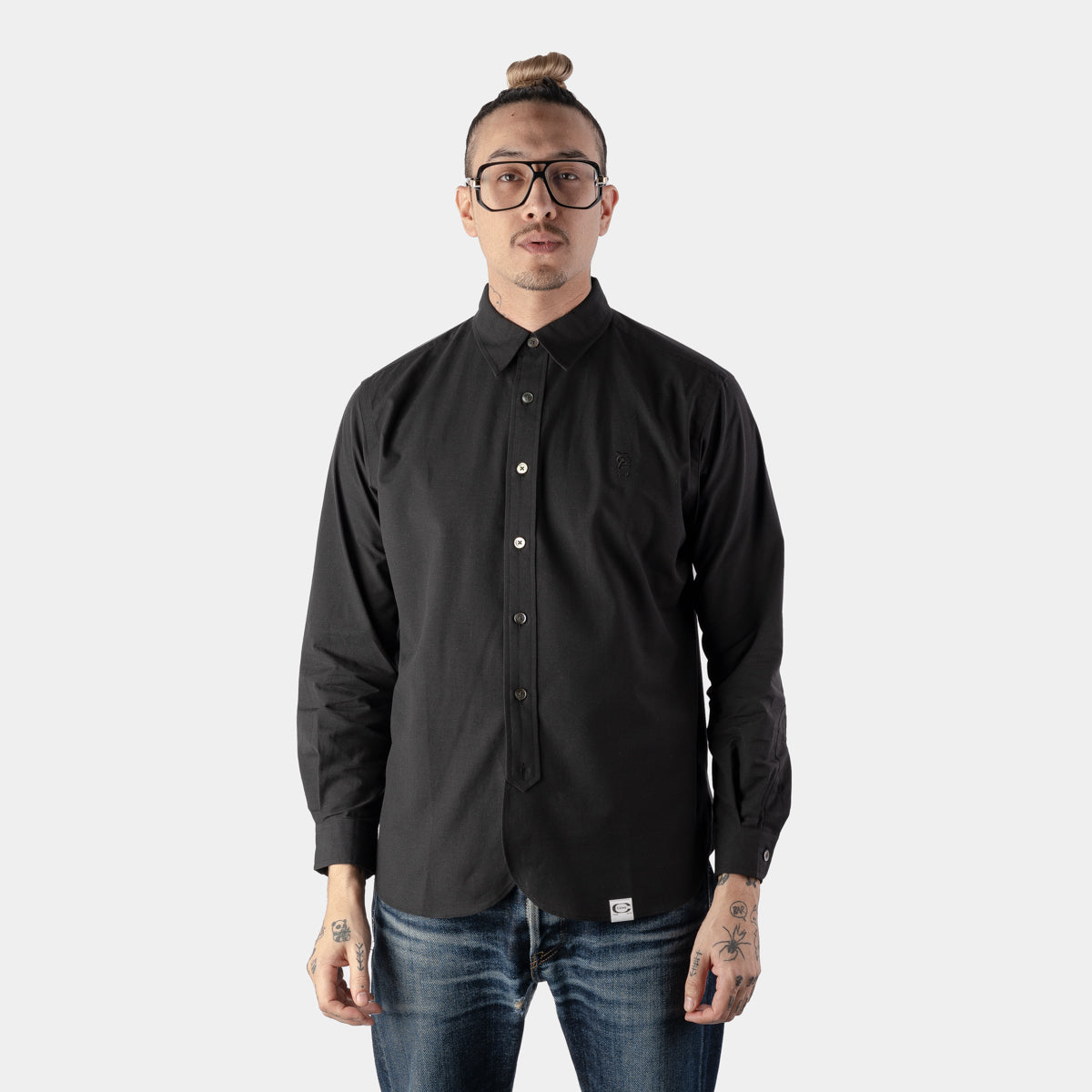 Chambray Long Sleeve Shirt - Black