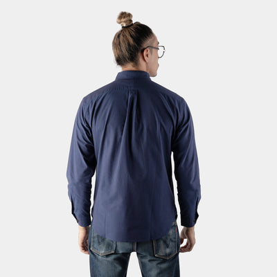Chambray Long Sleeve Shirt - Navy Blue