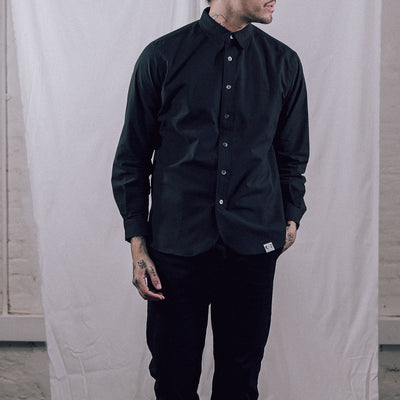 Chambray Long Sleeve Shirt - Black