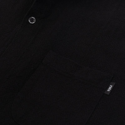 Stand Collar Dobby Shirt - Black