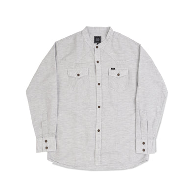 Chambray Stand Collar Shirt - Grey