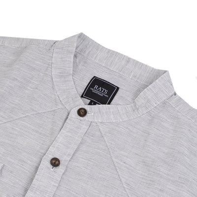 Chambray Stand Collar Shirt - Grey