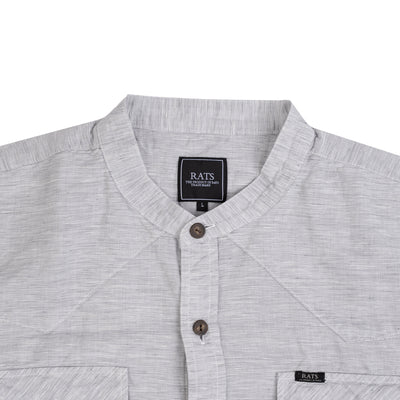 Chambray Stand Collar Shirt - Grey