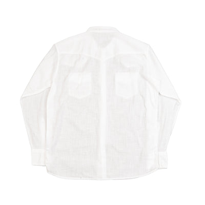 Stand Collar Chambray Shirt - White