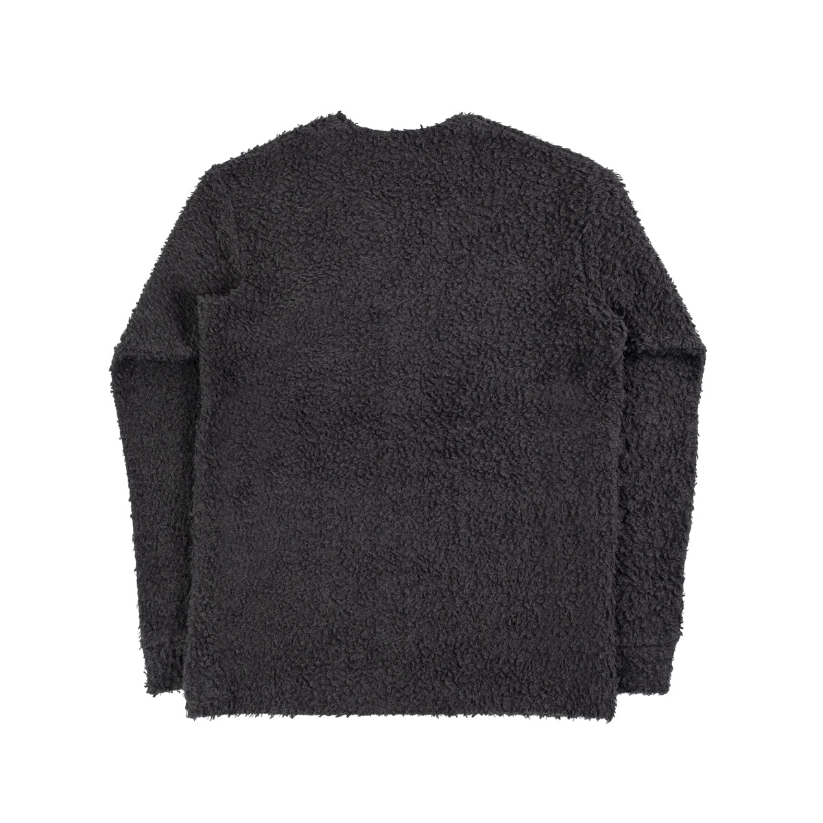 Wool Boa V-Neck Cardigan - Charcoal