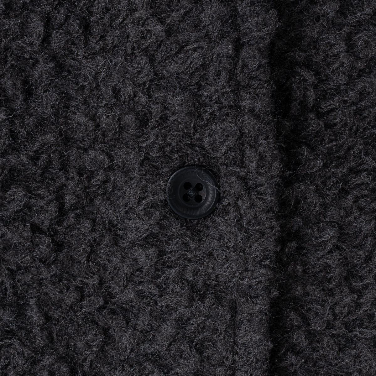 Wool Boa V-Neck Cardigan - Charcoal