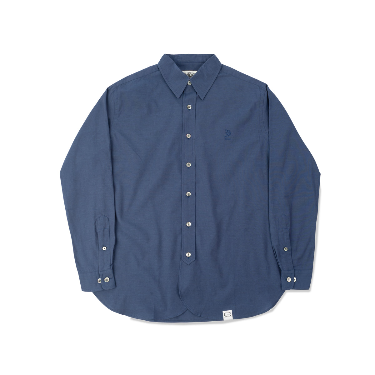Chambray Long Sleeve Shirt - Navy Blue