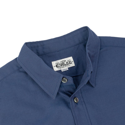 Chambray Long Sleeve Shirt - Navy Blue