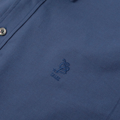 Chambray Long Sleeve Shirt - Navy Blue
