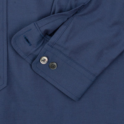 Chambray Long Sleeve Shirt - Navy Blue